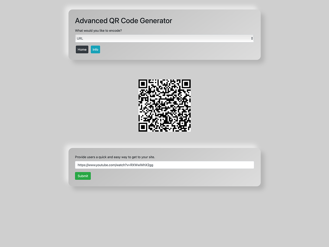 Image: My Advanced QR Code Generator project, able to encode general text, URLs, calendar events, wifi passwords, and more! 